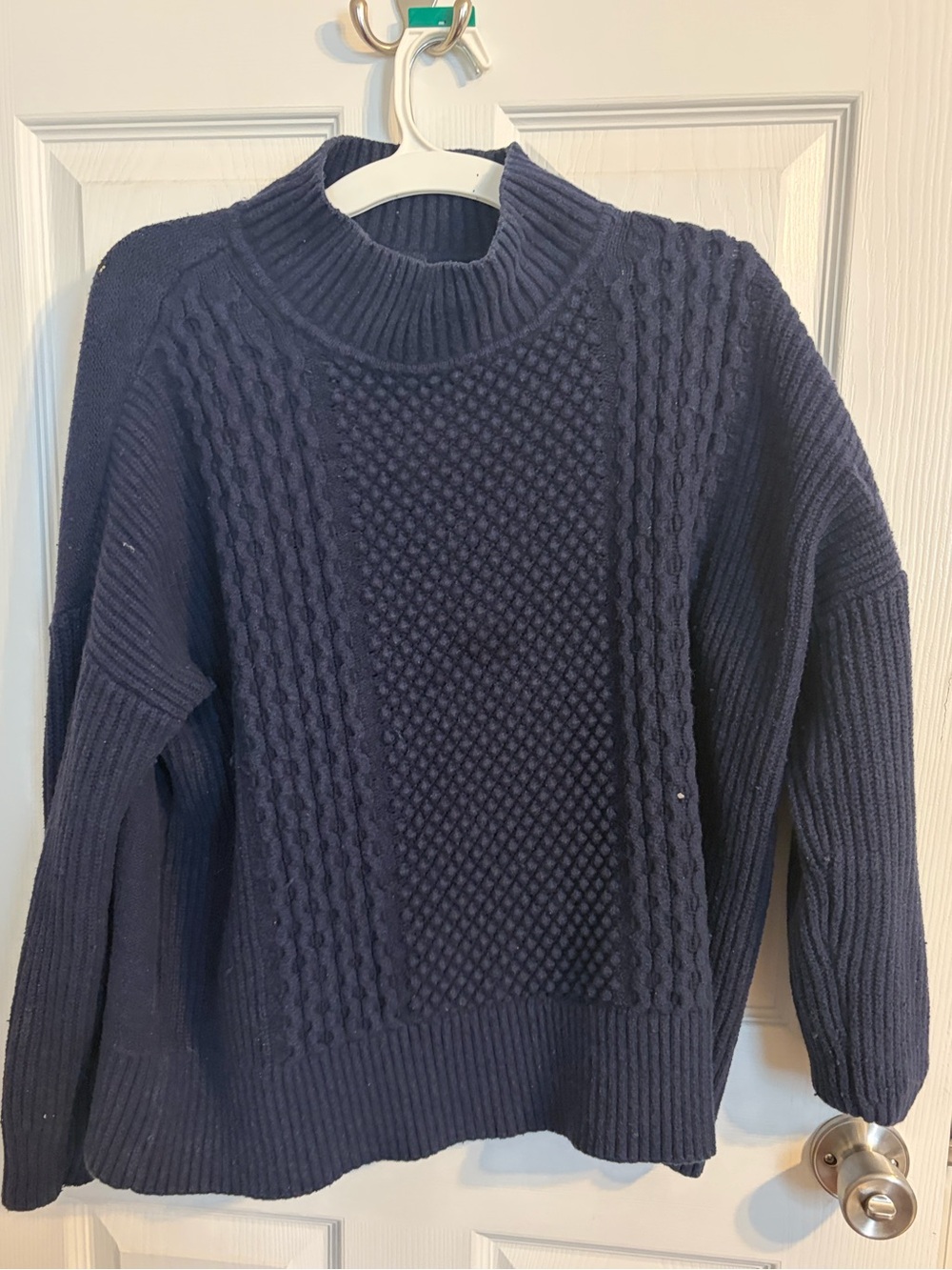 GAP Navy Cable-Texture Crewneck Sweater